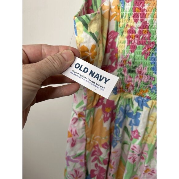 Old Navy Dress Womens Floral Linen Sundress Beach Tropical Size Large NWT - Picture 9 of 13